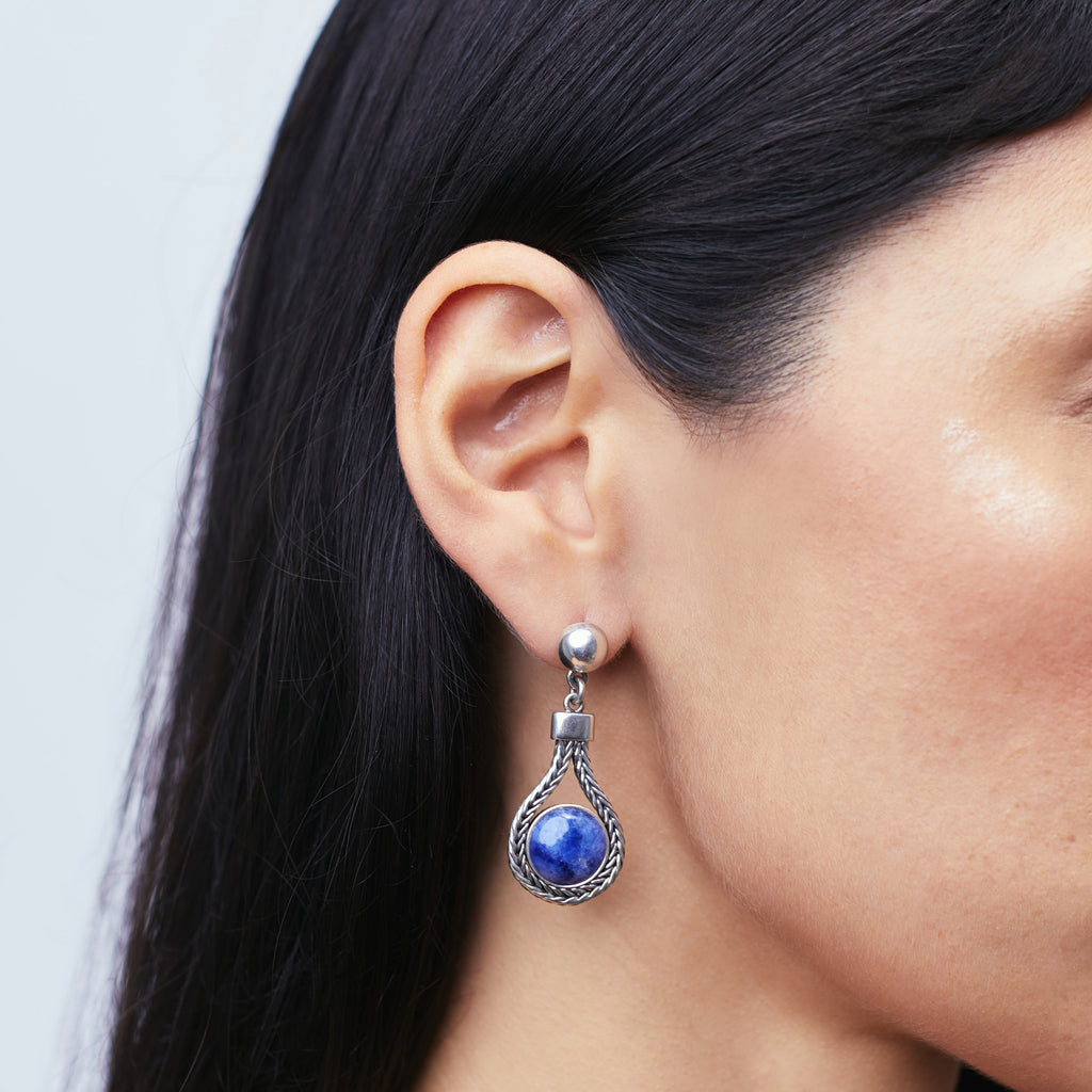 LAPIS LAZULI BURNT SILVER SET