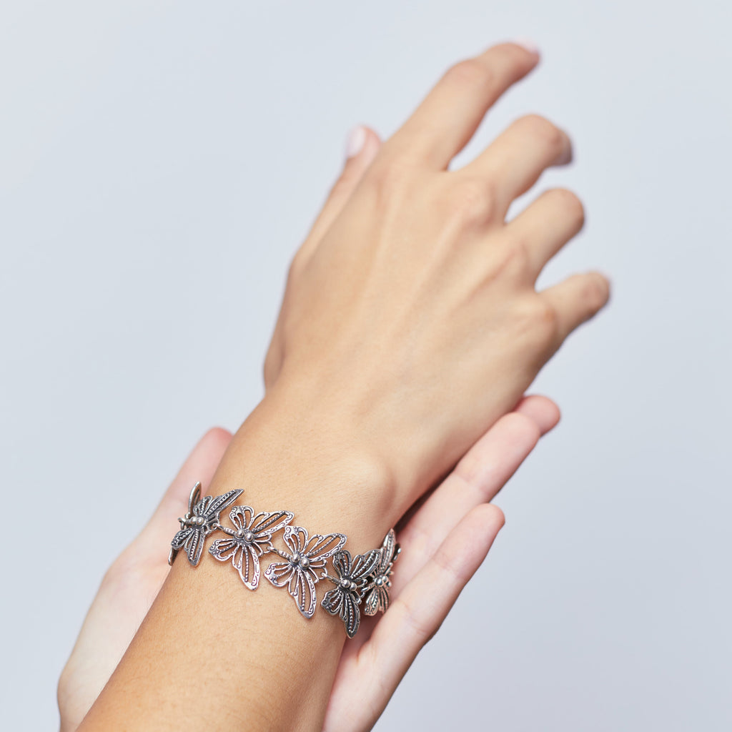 GRAPE CLUSTER BRACELET IN BURNT SILVER