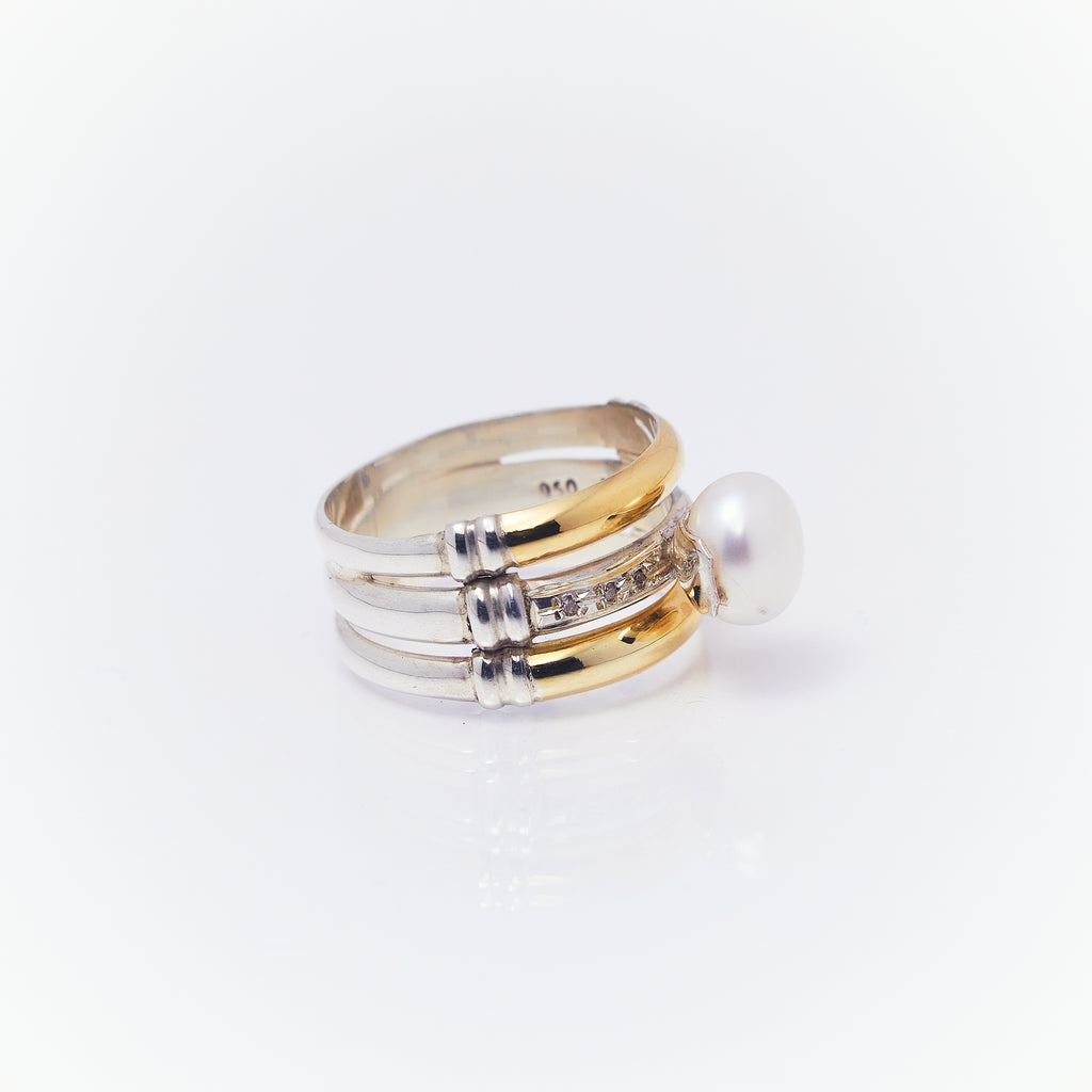 Anillo De Tres Aros Con Perla 2 - ANDREA