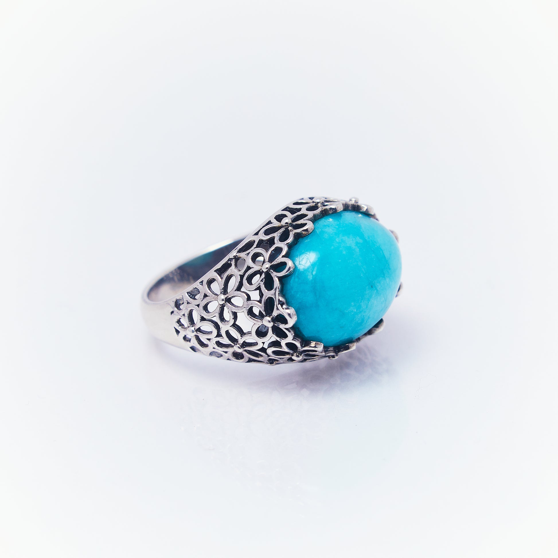 Anillo Tejido Cuarzo Turquesa En Plata Quemada 2 - ANDREA