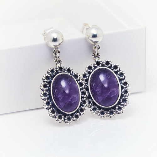 Aretes Con Piedra Amatista - ANDREA