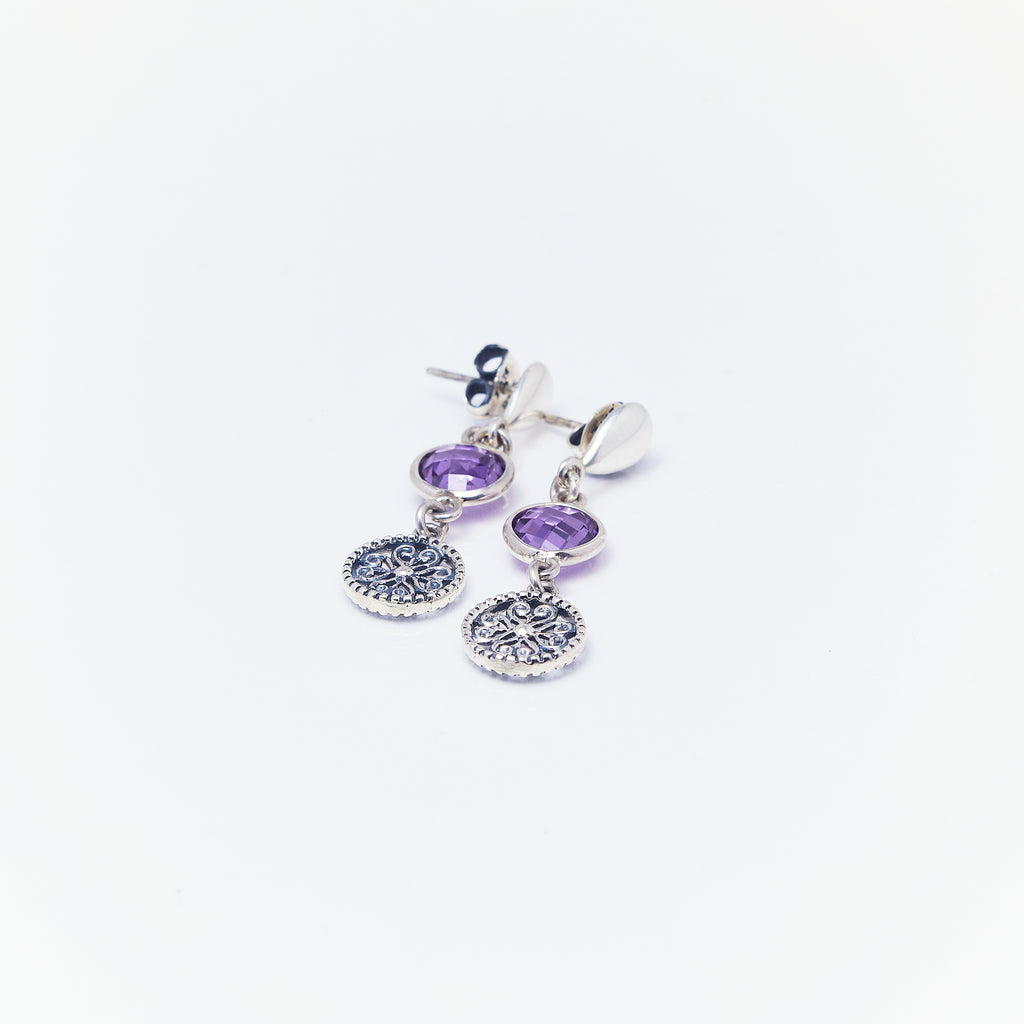 Aretes Largos Circonias Amatista - ANDREA