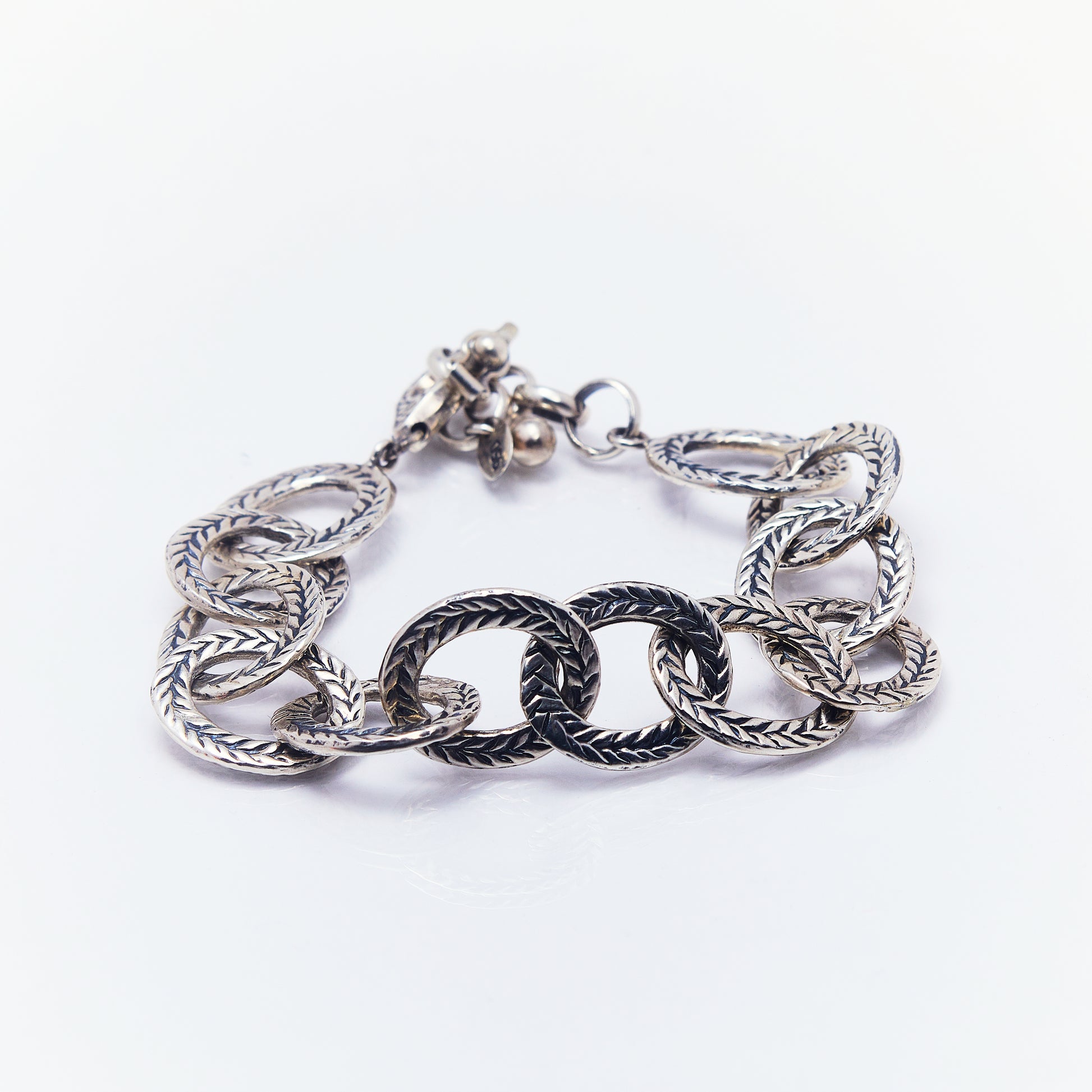 Pulsera De Aro Con Plata Craquelada - ANDREA