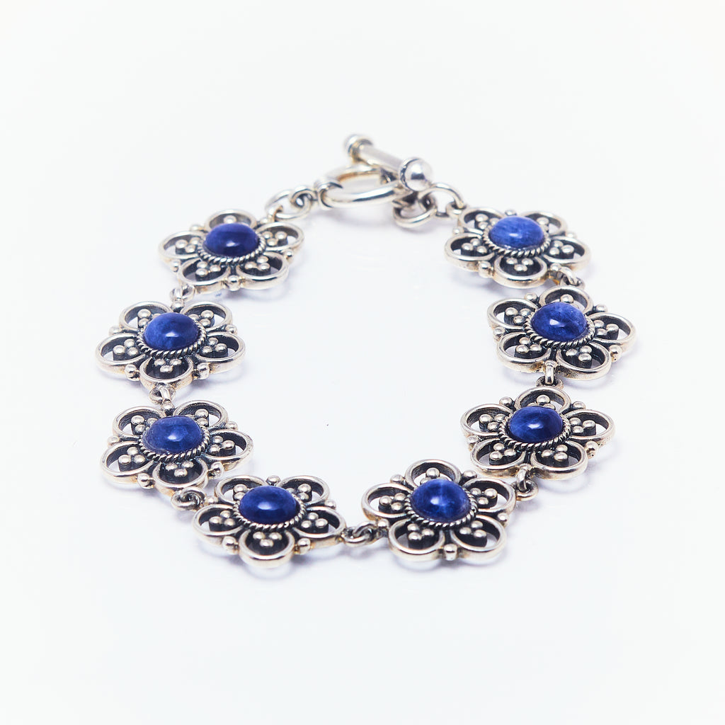 Pulsera Pétalos Con Piedra Lapislázuli - ANDREA