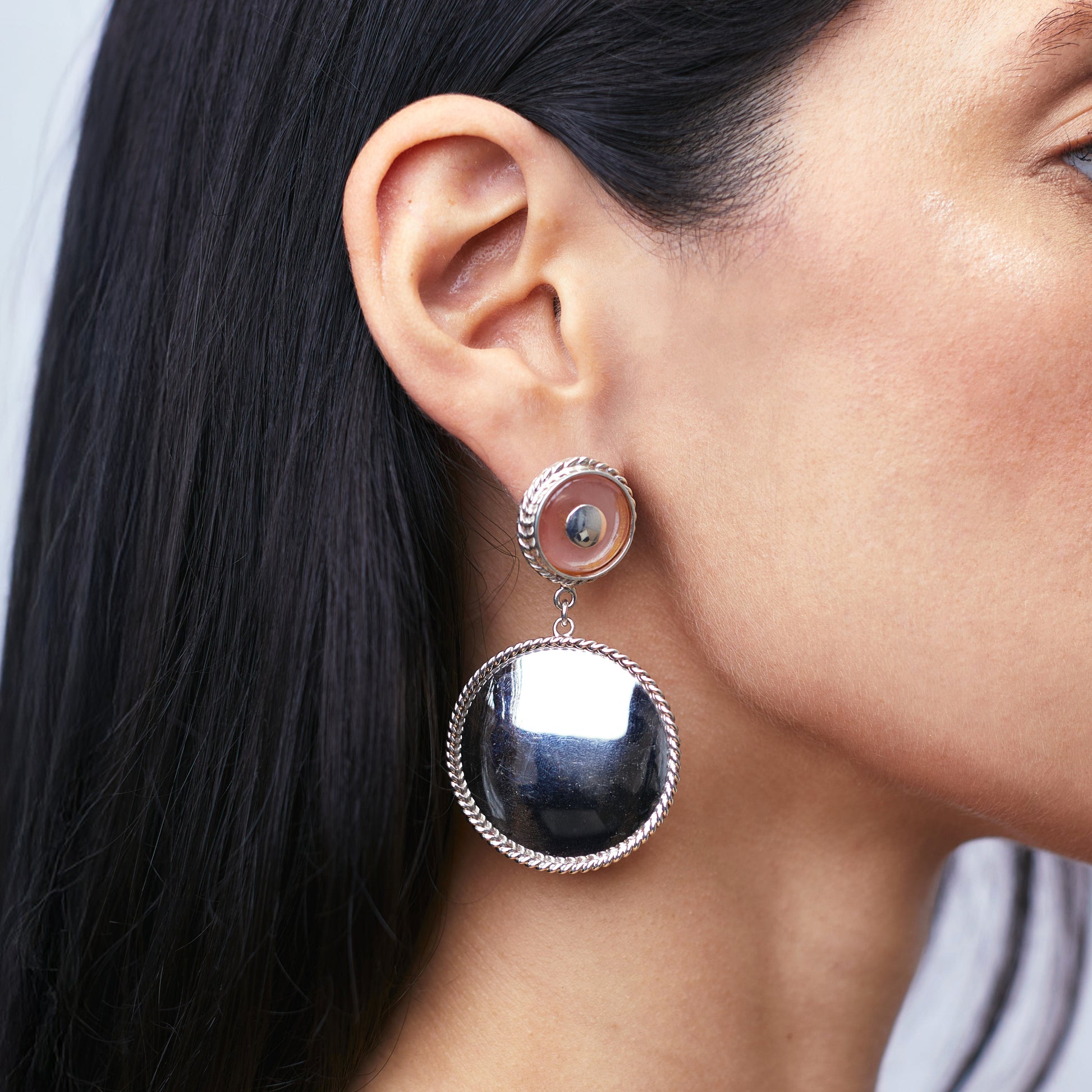 ROSE QUARTZ PLATE EARRINGS